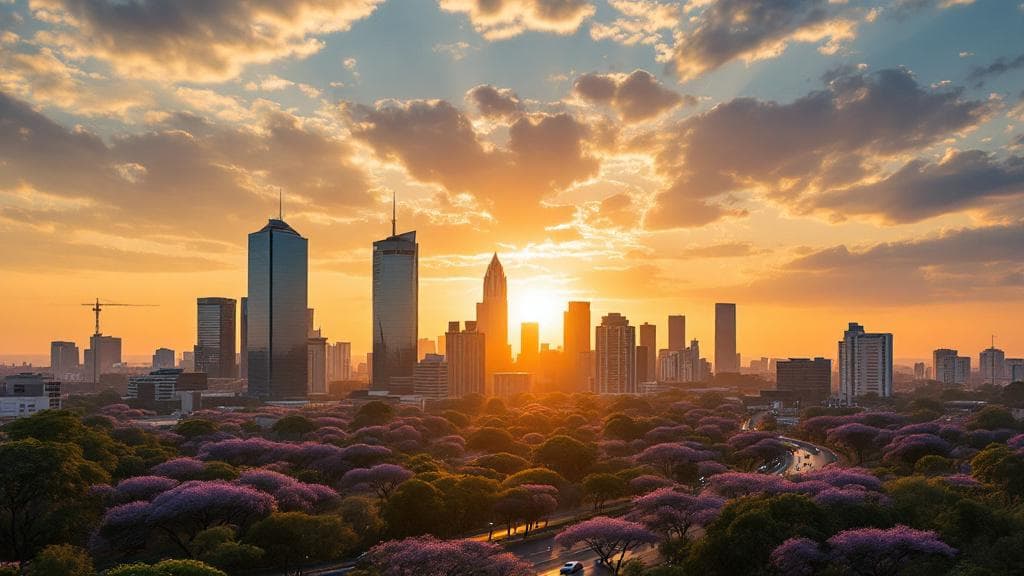 Aerial view of Nairobi at golden hour