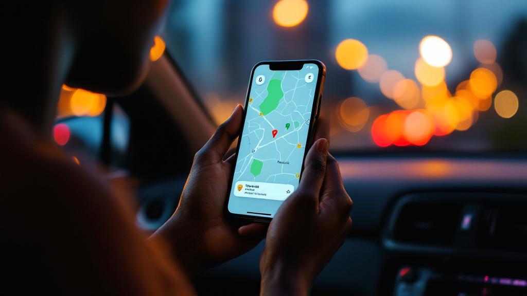 Workryde safety screen on a phone inside a car